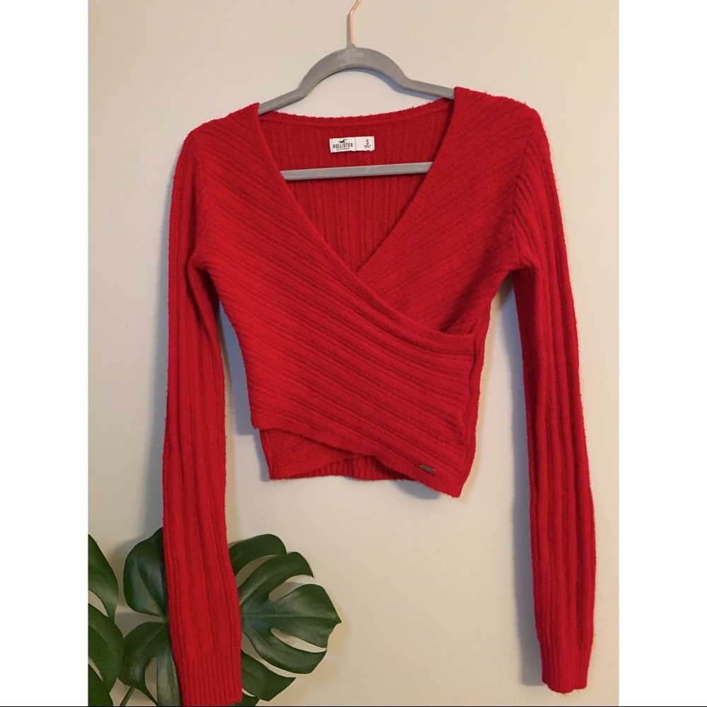 Hollister faux wrap ribbed knit sweater